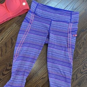 Lululemon purple orange striped crop leggings